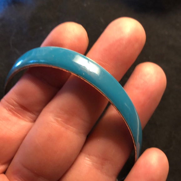 FINAL PRICE UNLESS BUNDLED. Interesting boho turquoise enamel metal bangle. - Picture 2 of 4